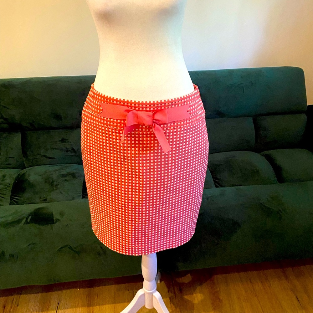 Pink white polka dot bow pencil skirt